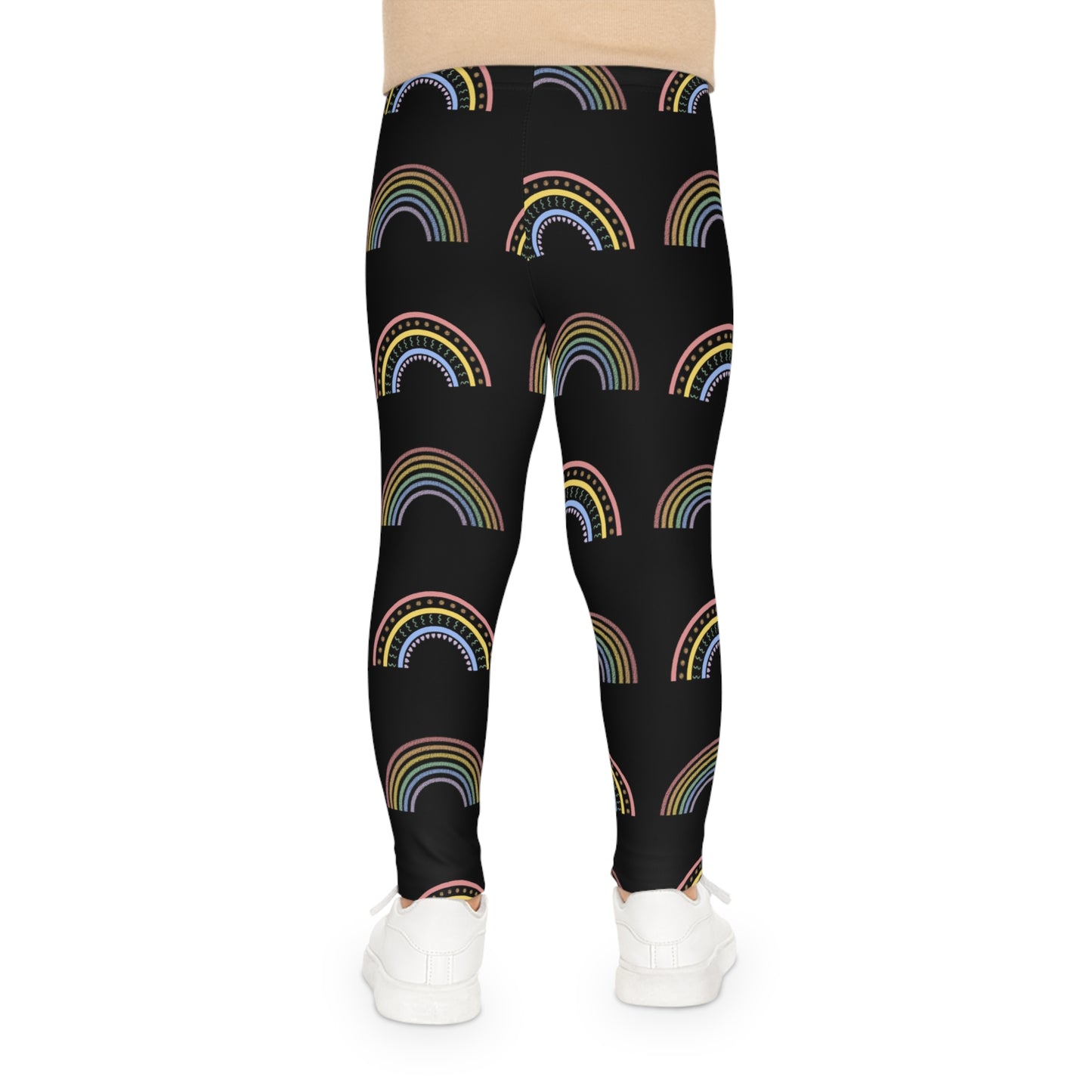 Kids Rainbow Leggings — Black Rainbow Patterned All-Over Print Leggings for Girls & Boys
