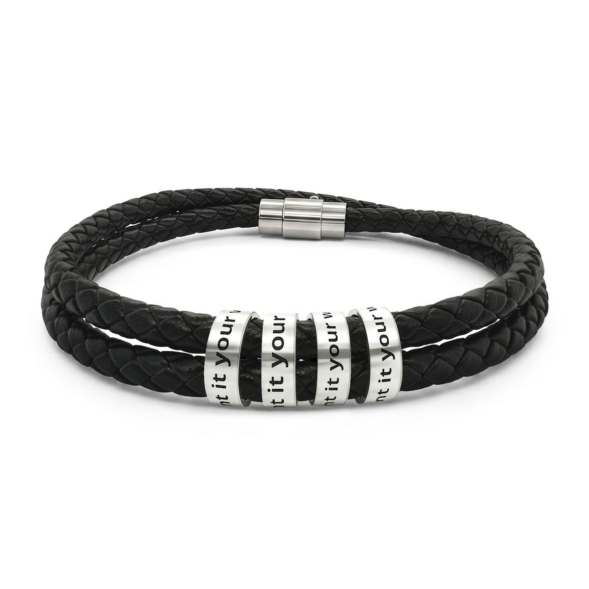 Leather Bracelet with Beads (Engraving)