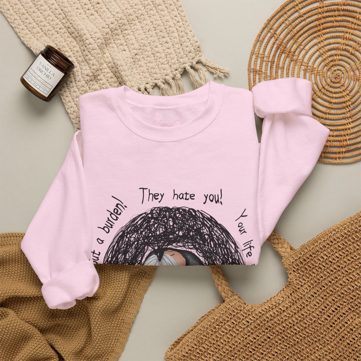 Don't Listen to the Voices Illustrated Crewneck