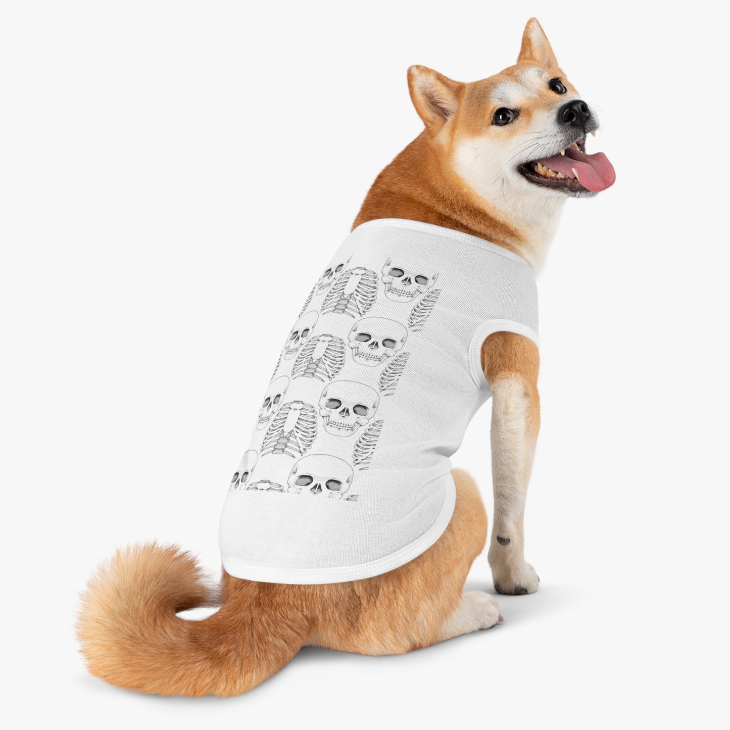 Skull & Ribcage Pet Tank Top — Gothic Halloween Dog Shirt