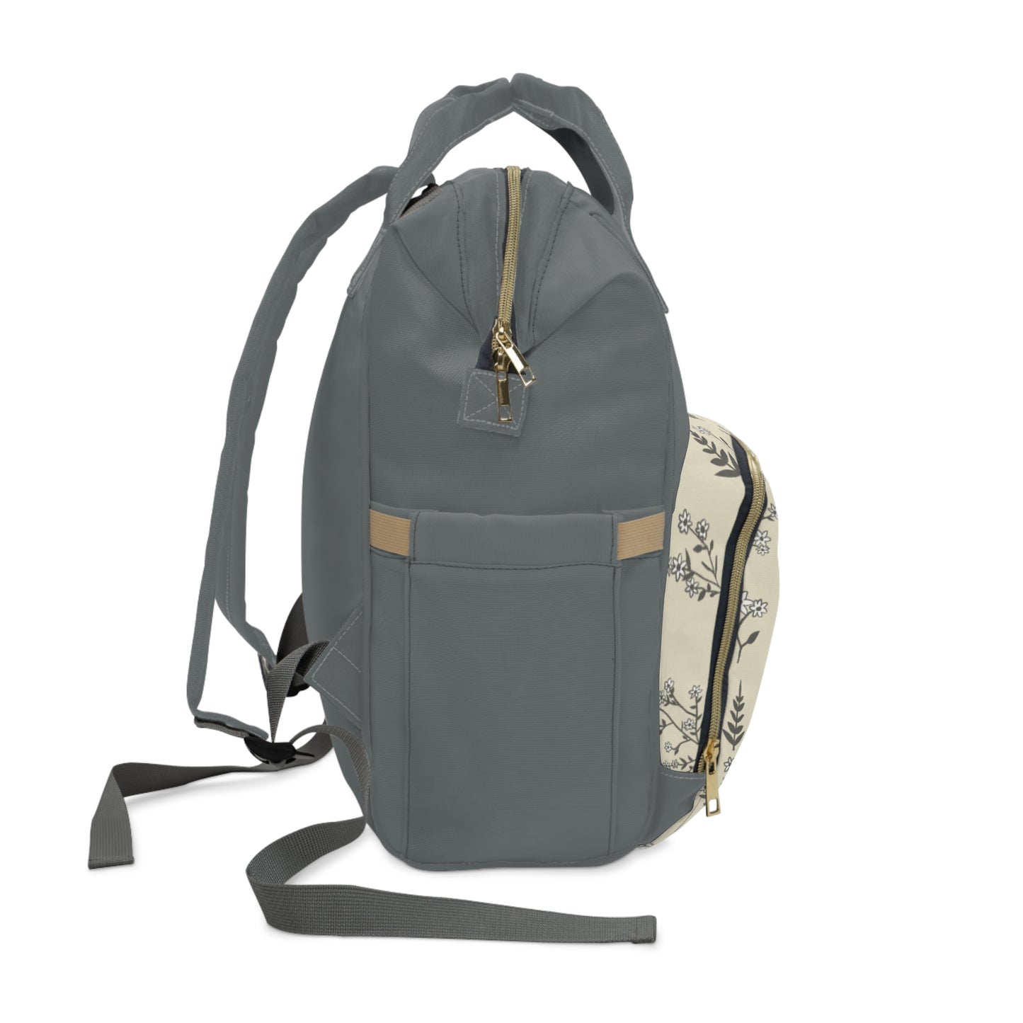 floral Print Diaper Backpack — Multifunctional Baby Bag with Changing Mat
