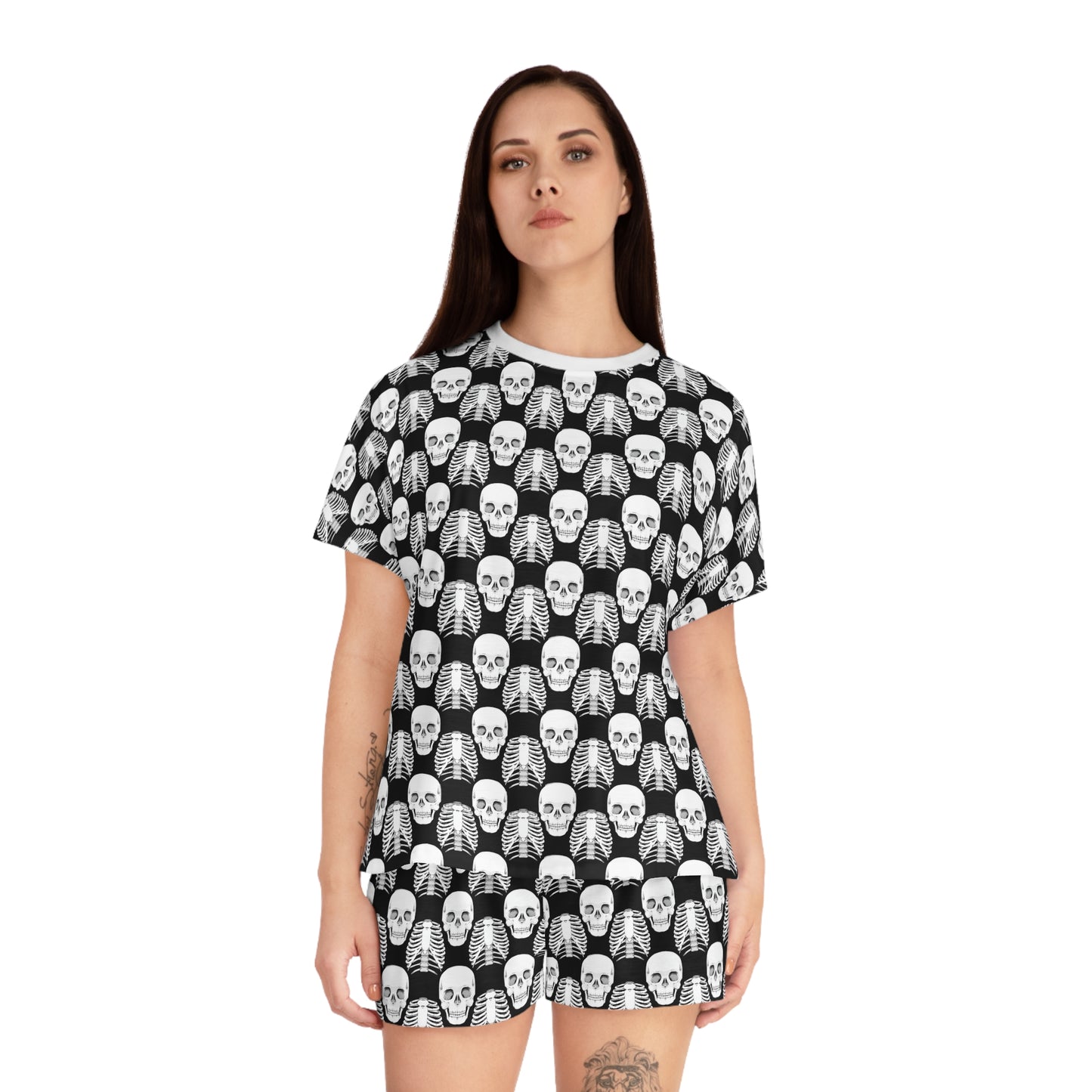 Damen kurzer Pyjama-Set – Totenkopf