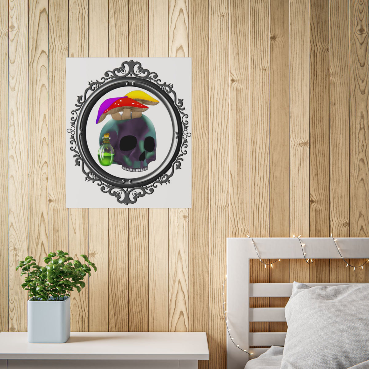 Mushroom Skull Unframed Poster – Gothic Psychedelic Wall Art