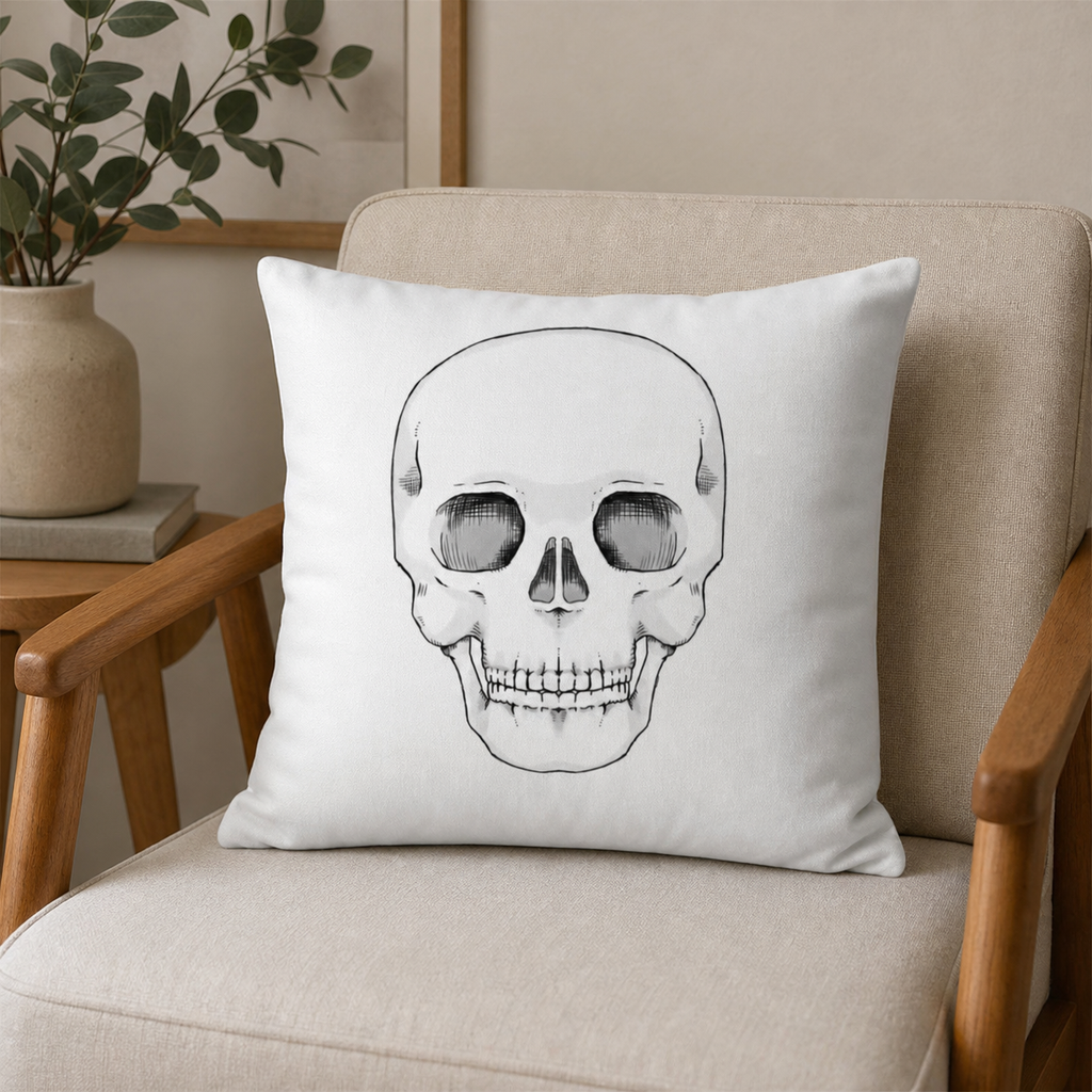 Skull Print Cotton Pillowcase