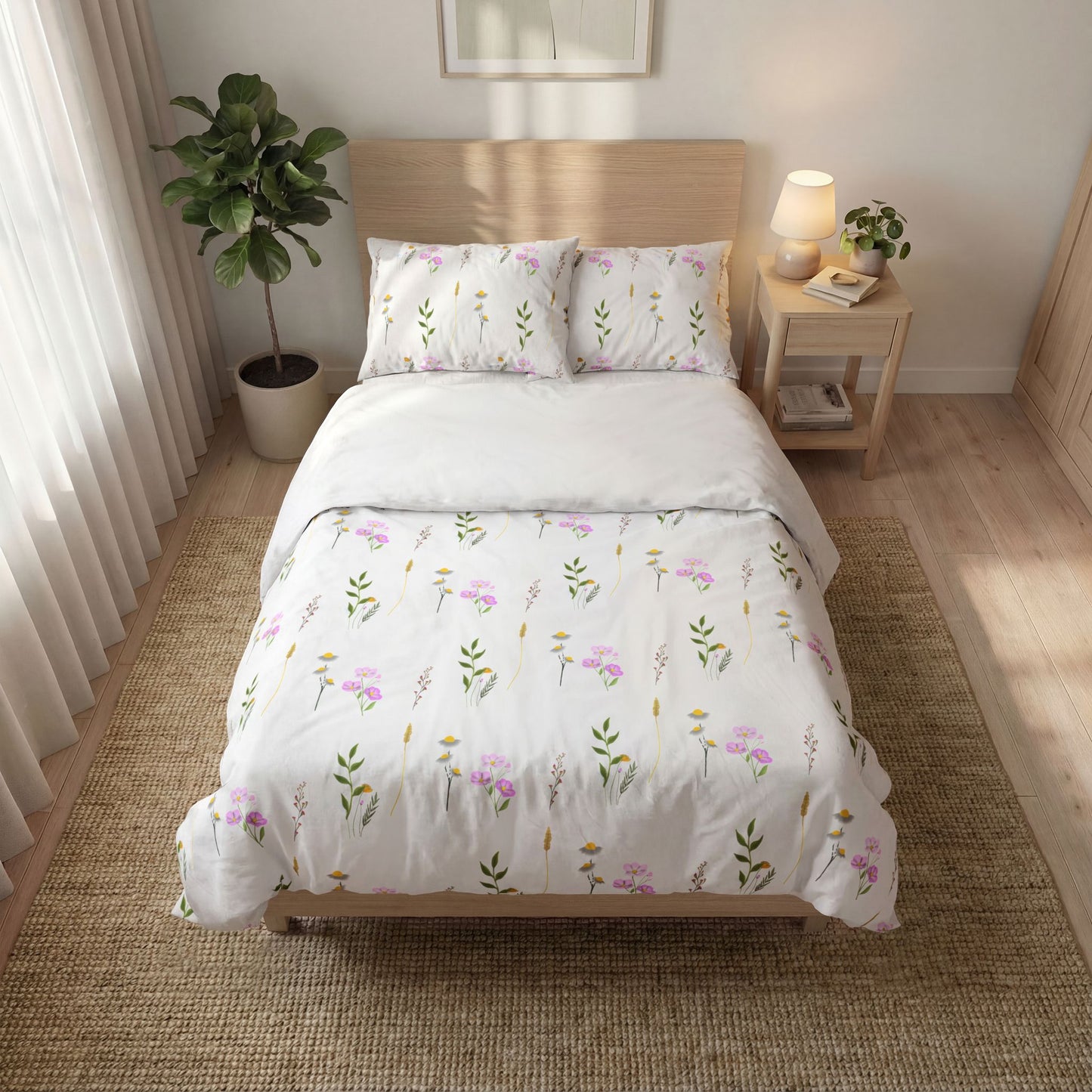 Floral Watercolor Quilt Cover Set of Three – Pink Botanical Bedding
