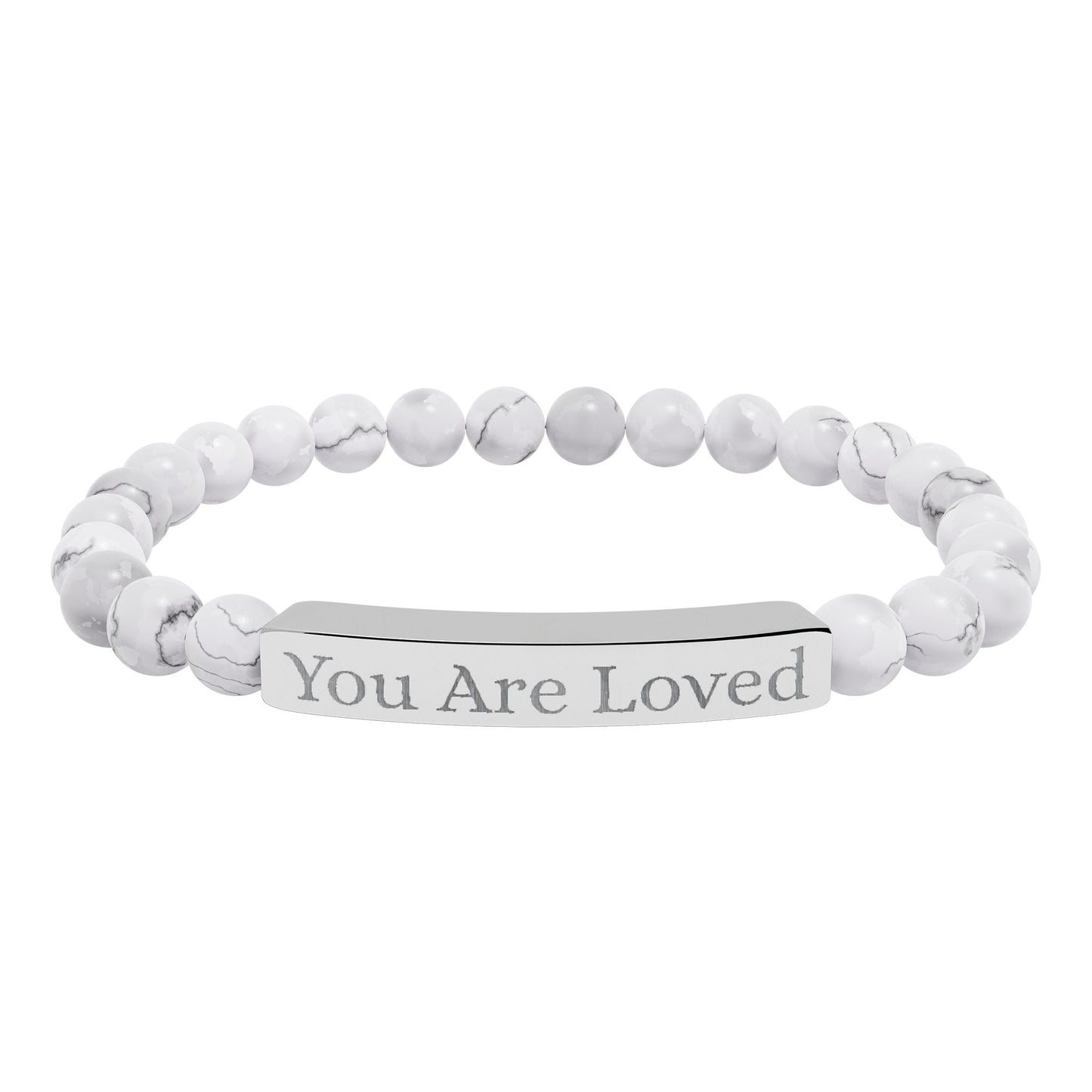 Natural Stone Stretch Bar Bracelet (Engraving)
