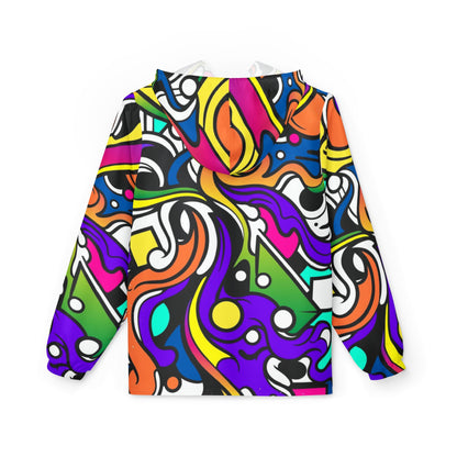Colorful Doodle Print Windbreaker Jacket