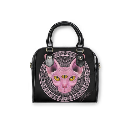 Three Eyed Cat Shoulder Handbag