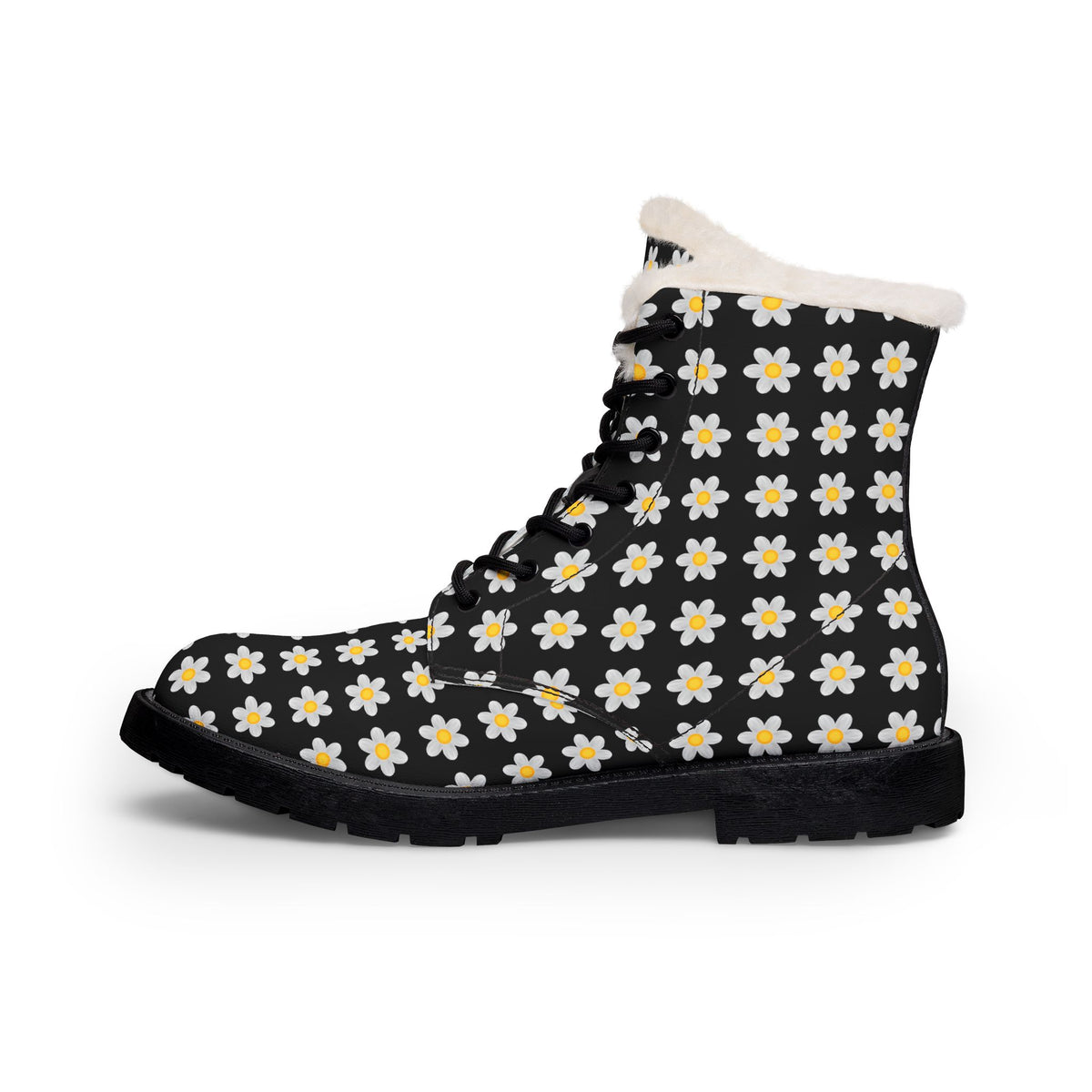 Tiny Flower Fleece-Lined Microfiber Boots