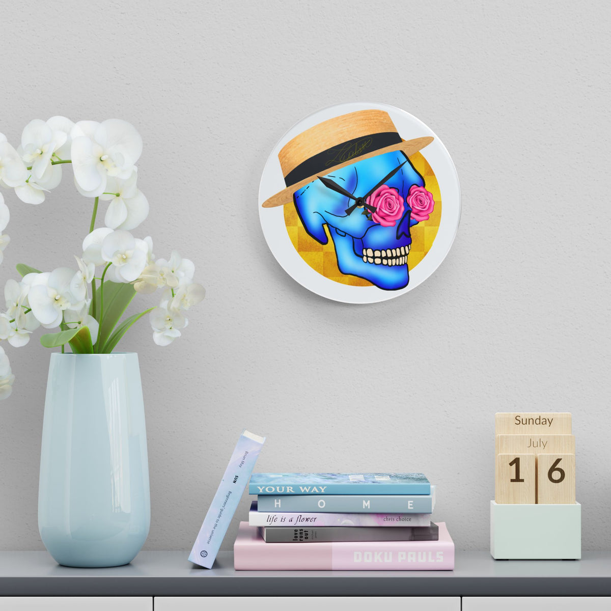 Skull Daddy Round Acrylic Wall Clock