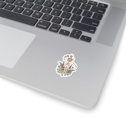 Dancing Skeleton Wildflowers Kiss-Cut Sticker
