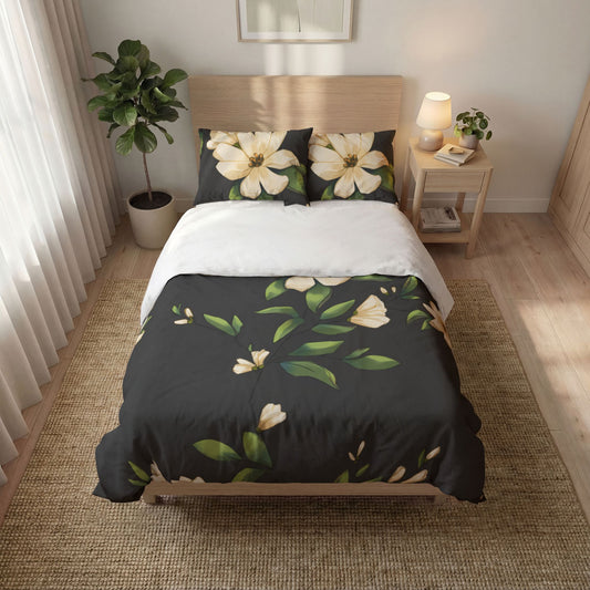 Dark Botanical Magnolia Quilt Cover Set