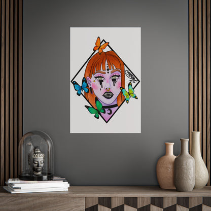 Vibrant Gothic Butterfly Woman Wall Art