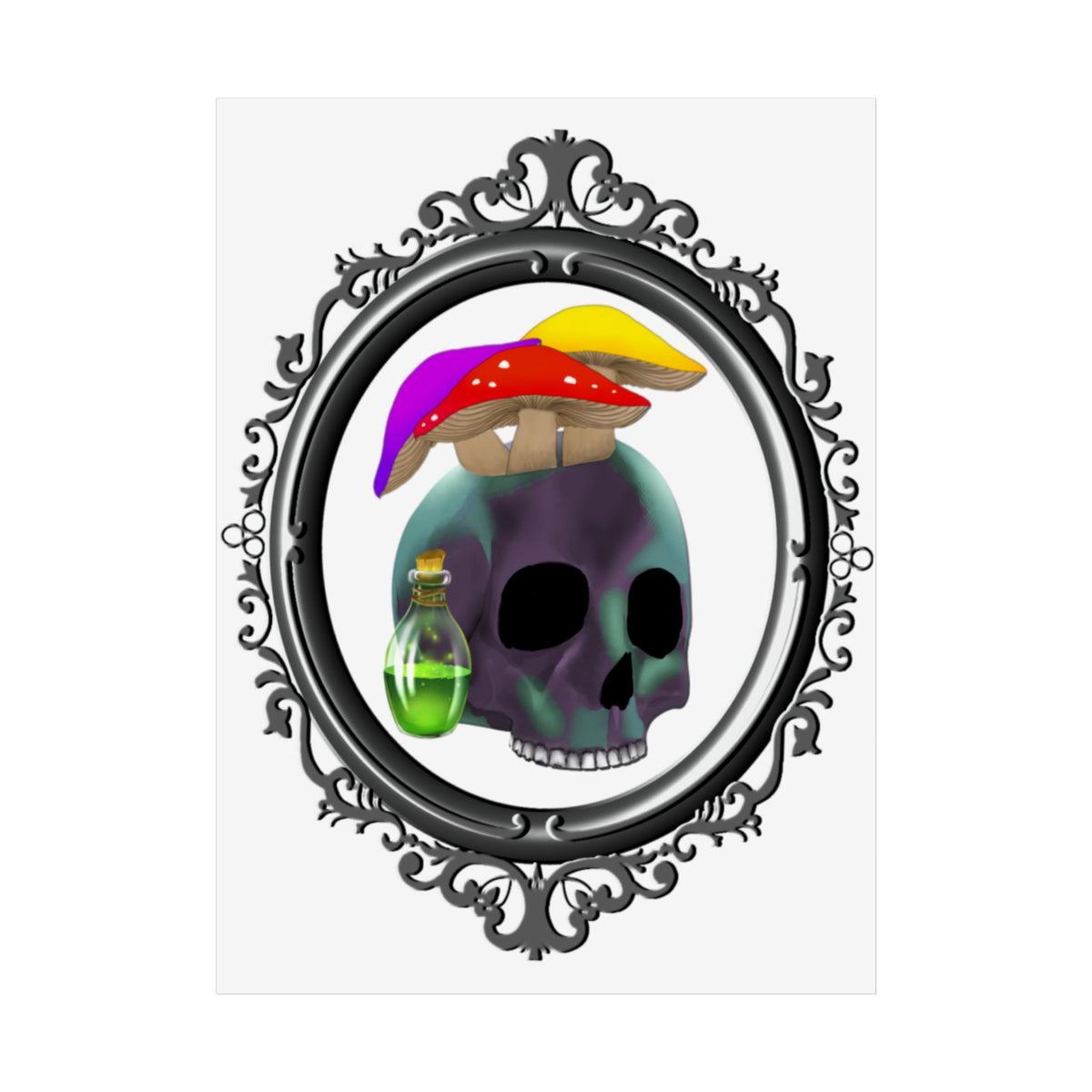 Mushroom Skull Unframed Poster – Gothic Psychedelic Wall Art