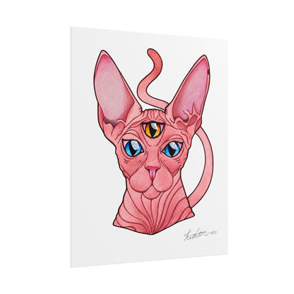 Pink Three-Eyed Cat Rolled Poster