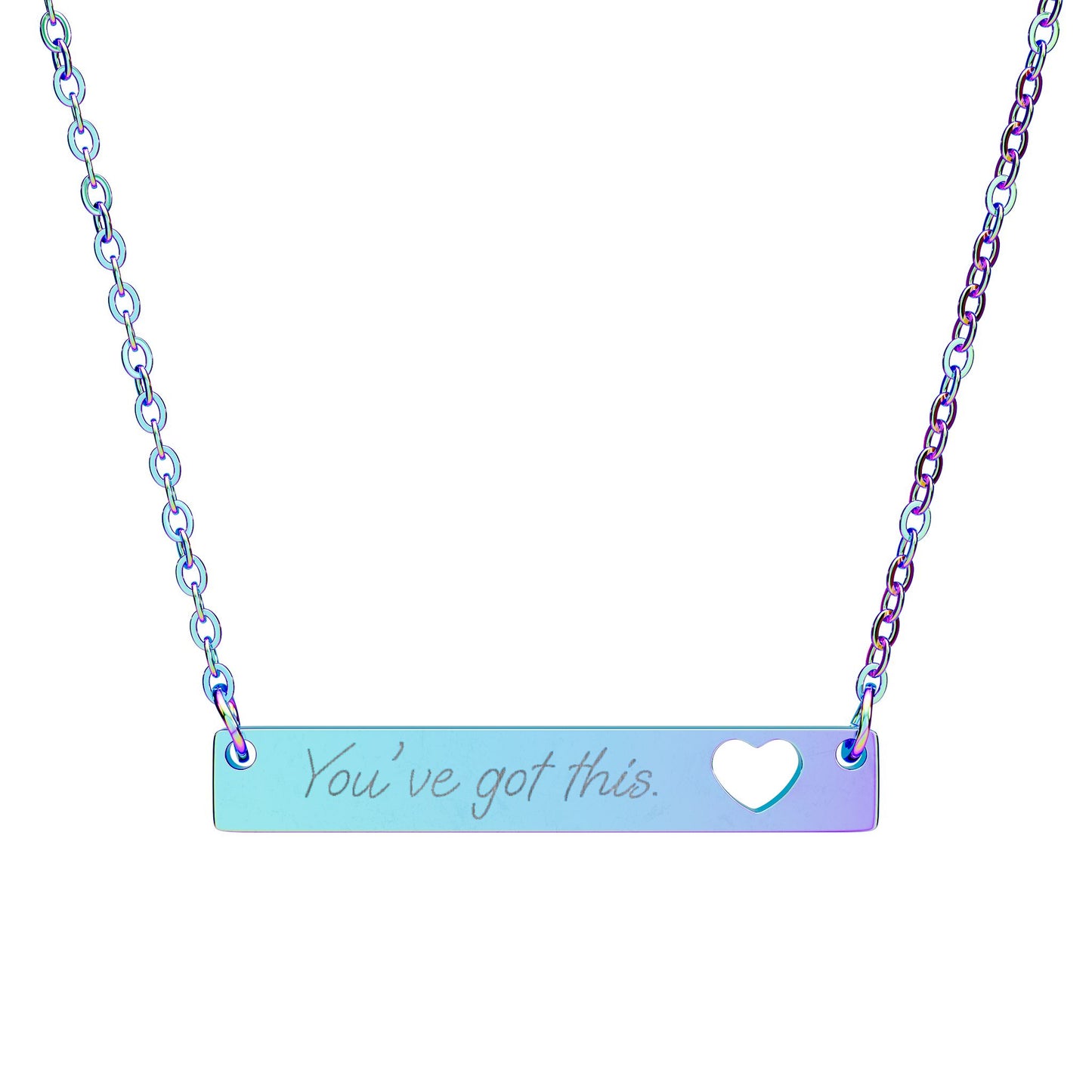 Halskette mit Anhänger – Herz-Cutout – Gravur „You’ve Got This“ – Inspirierender Schmuck