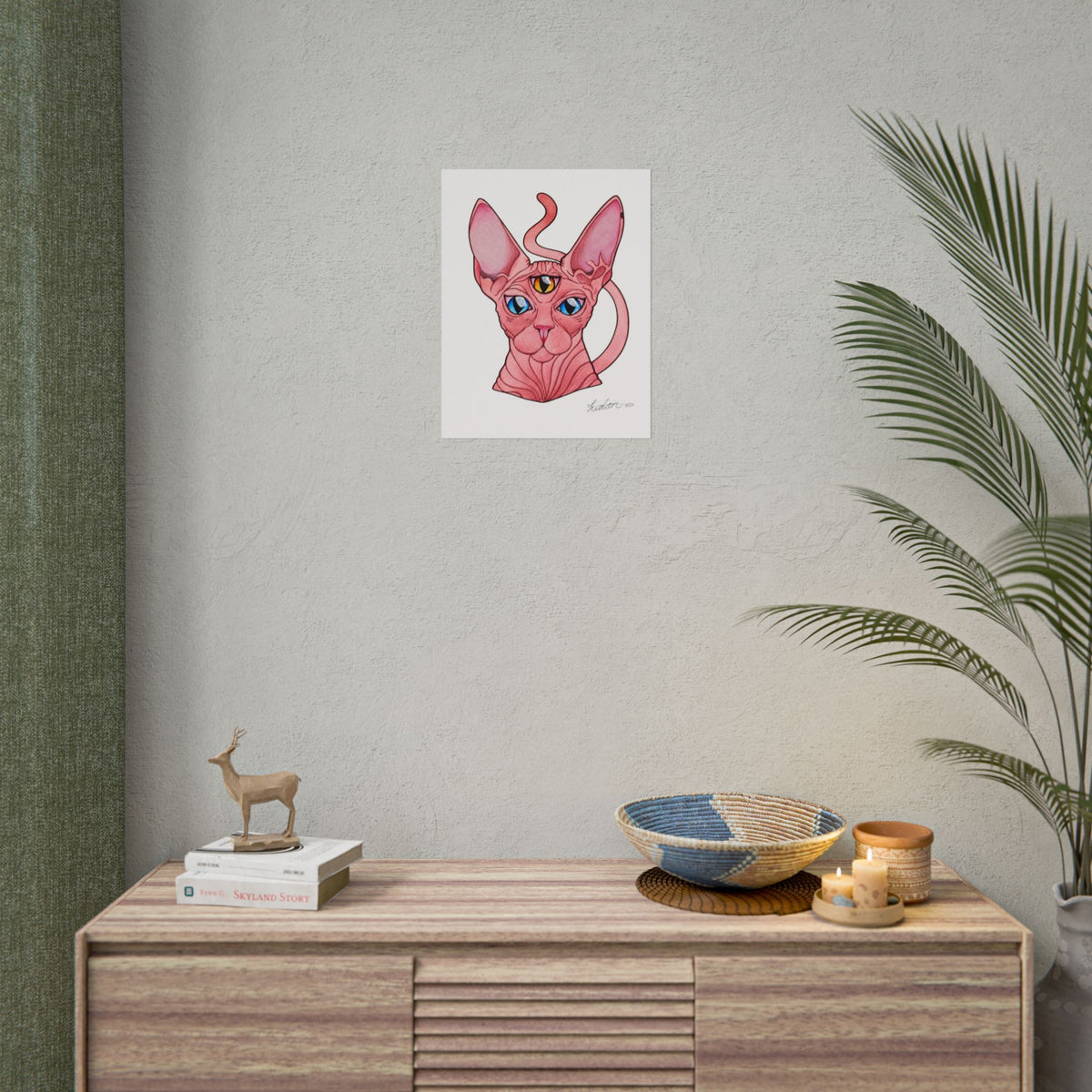 Pink Three-Eyed Cat Rolled Poster