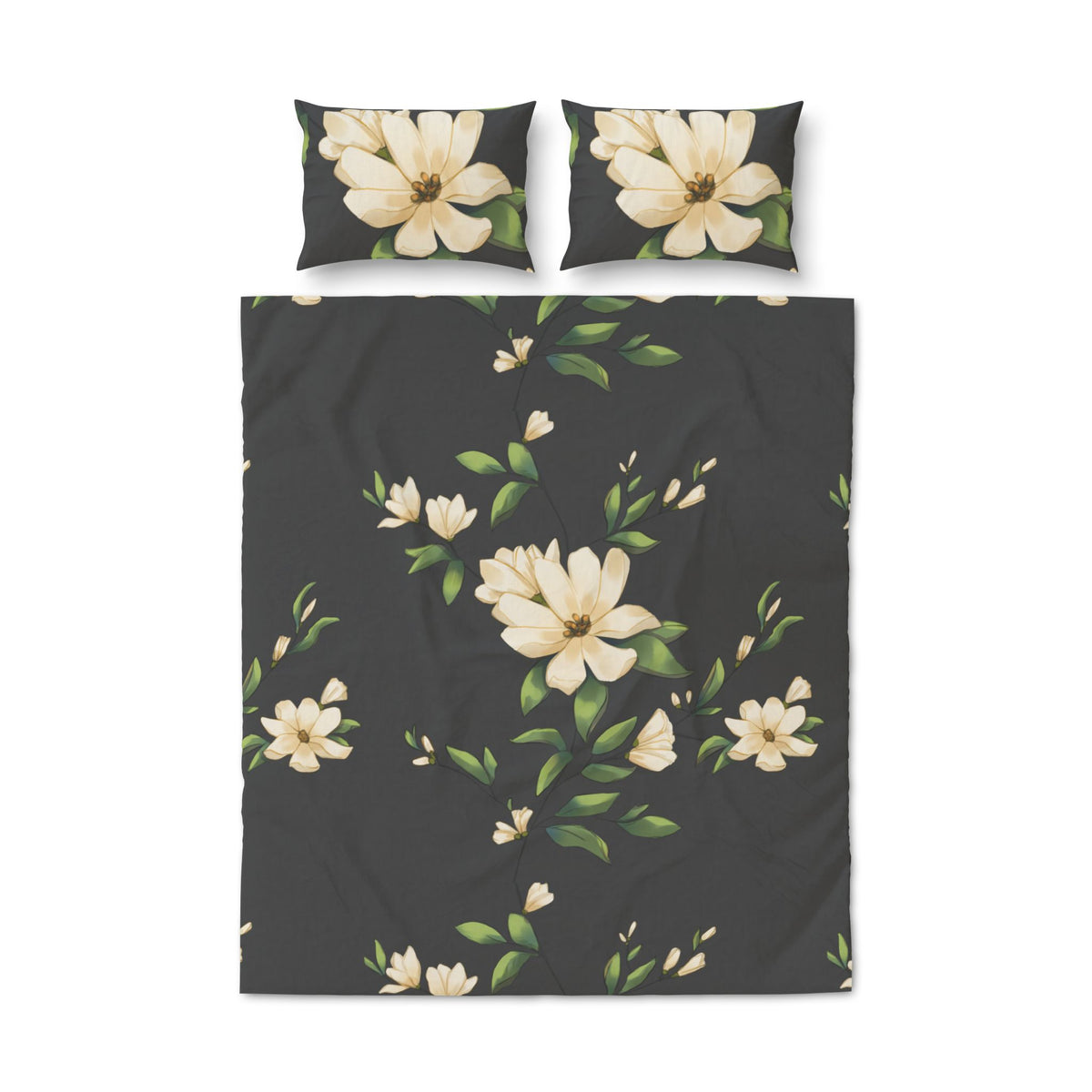 Dark Botanical Magnolia Quilt Cover Set