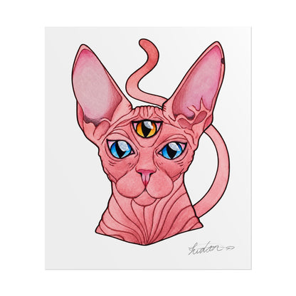 Pink Three-Eyed Cat Rolled Poster