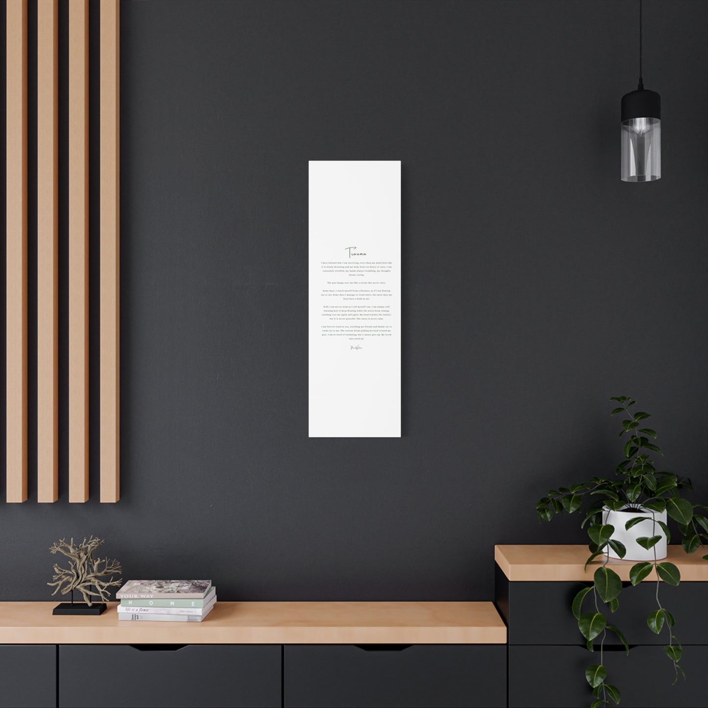 Trauma-Gedicht mattes Leinwandbild – aufgespannt, 3,18 cm Wandkunst