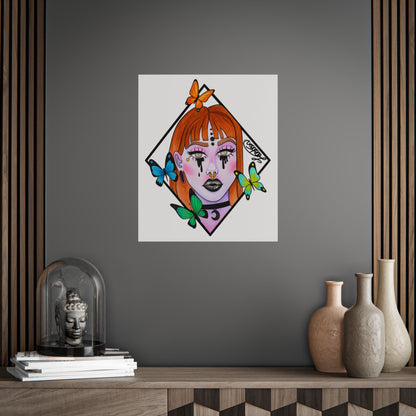 Vibrant Gothic Butterfly Woman Wall Art