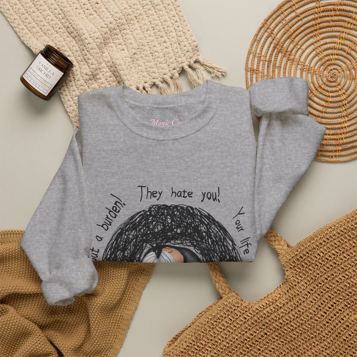 Don't Listen to the Voices Illustrated Crewneck