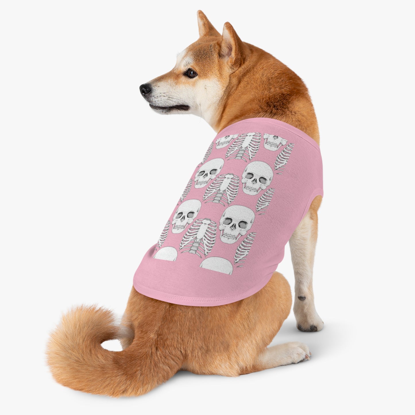Skull & Ribcage Pet Tank Top — Gothic Halloween Dog Shirt