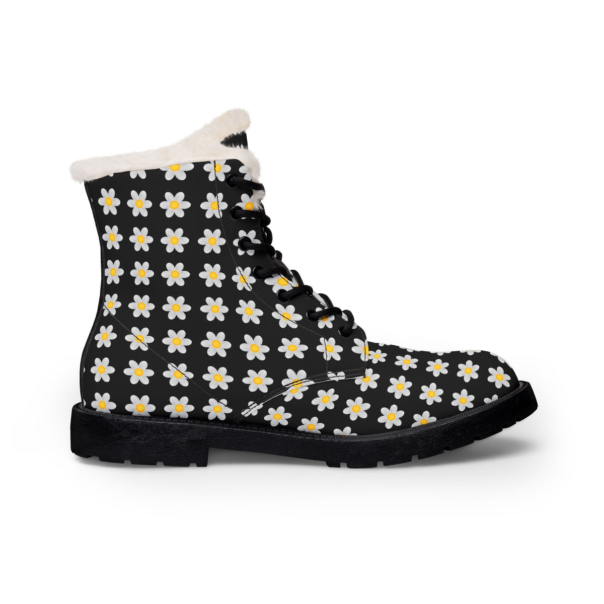 Tiny Flower Fleece-Lined Microfiber Boots