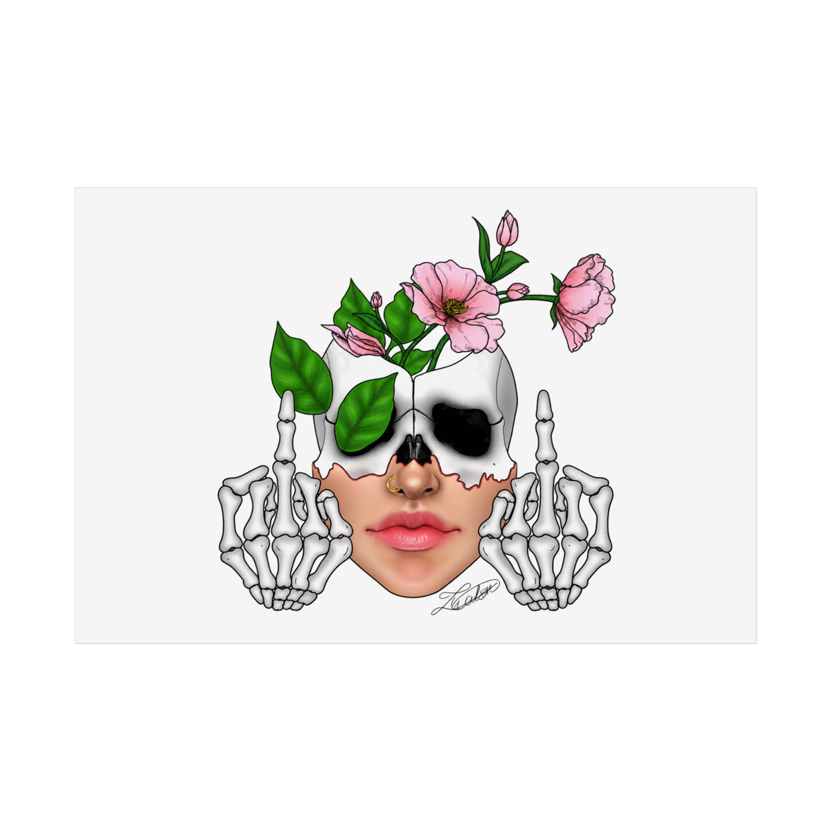 Floral Skull Gothic Art Print
