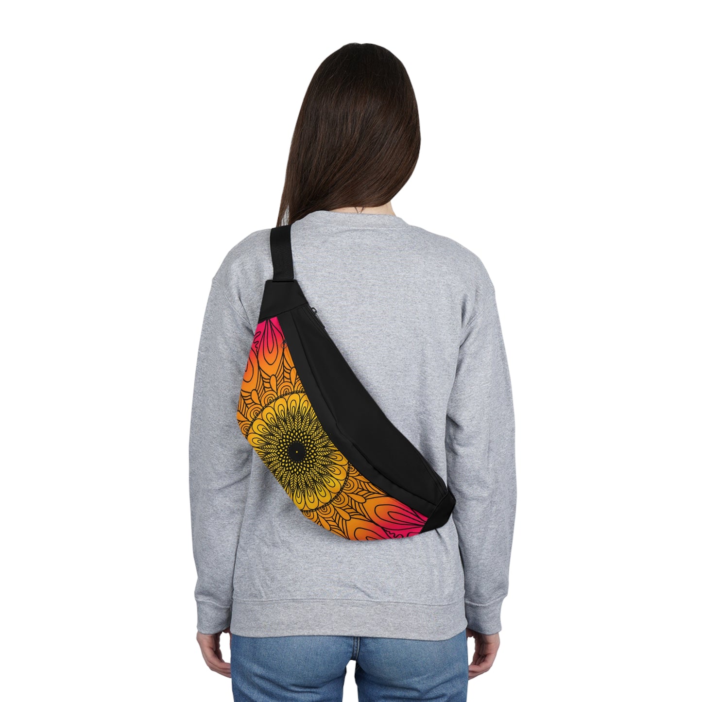 Sunburst Mandala Fanny Pack — Large Colorful Waist Bag