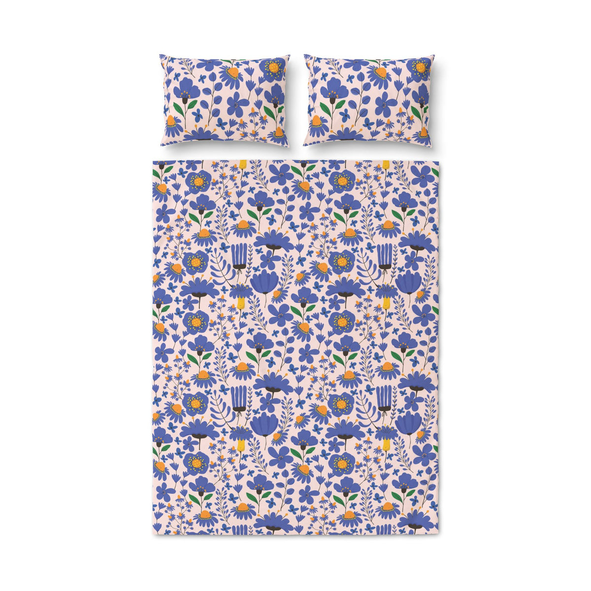 Floral Folk Blue & Yellow Botanical Quilt Cover Set