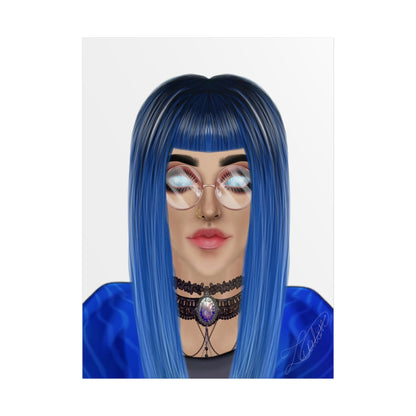 Blue-Haired Gothic Woman Unframed Poster