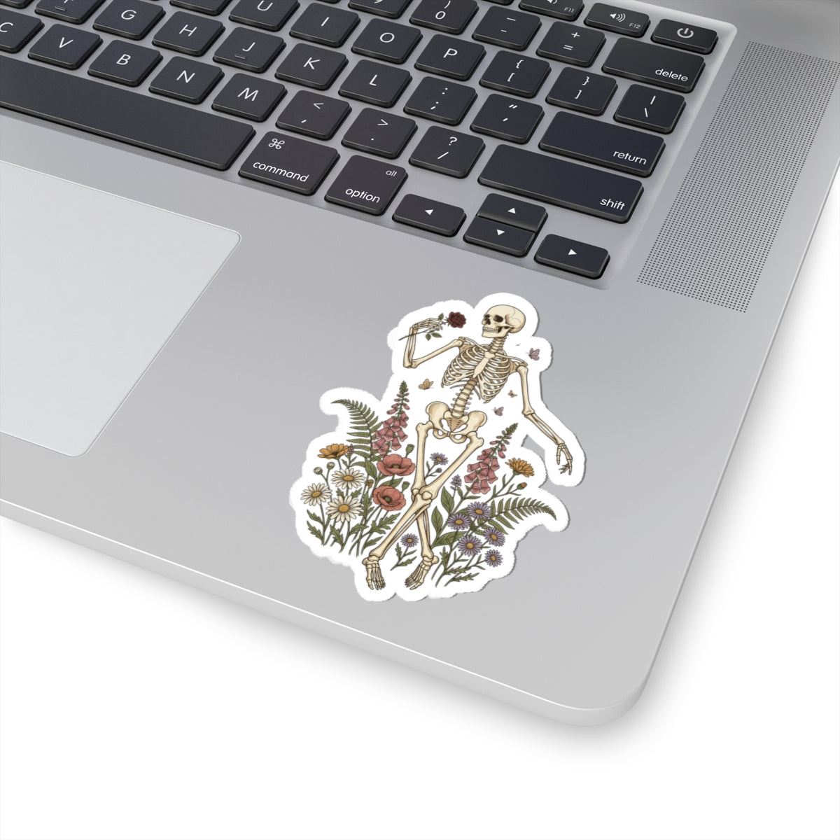 Dancing Skeleton Wildflowers Kiss-Cut Sticker