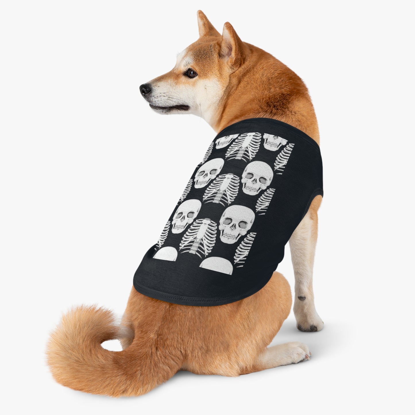 Skull & Ribcage Pet Tank Top — Gothic Halloween Dog Shirt
