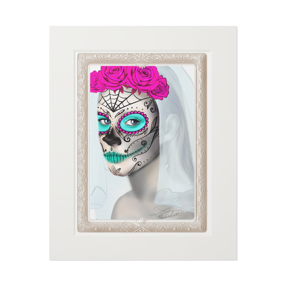 Dawn of the Dead Bride Fine Art Print with Paper Mat Frame