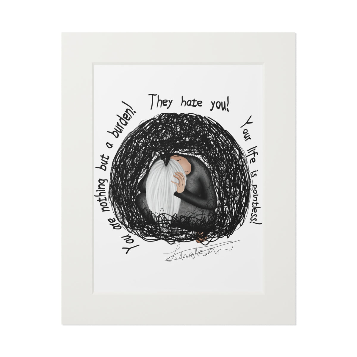 Depression Art Print with Paper Mat Frame