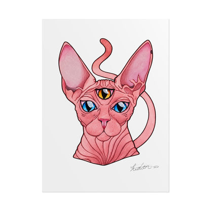 Pink Three-Eyed Cat Rolled Poster