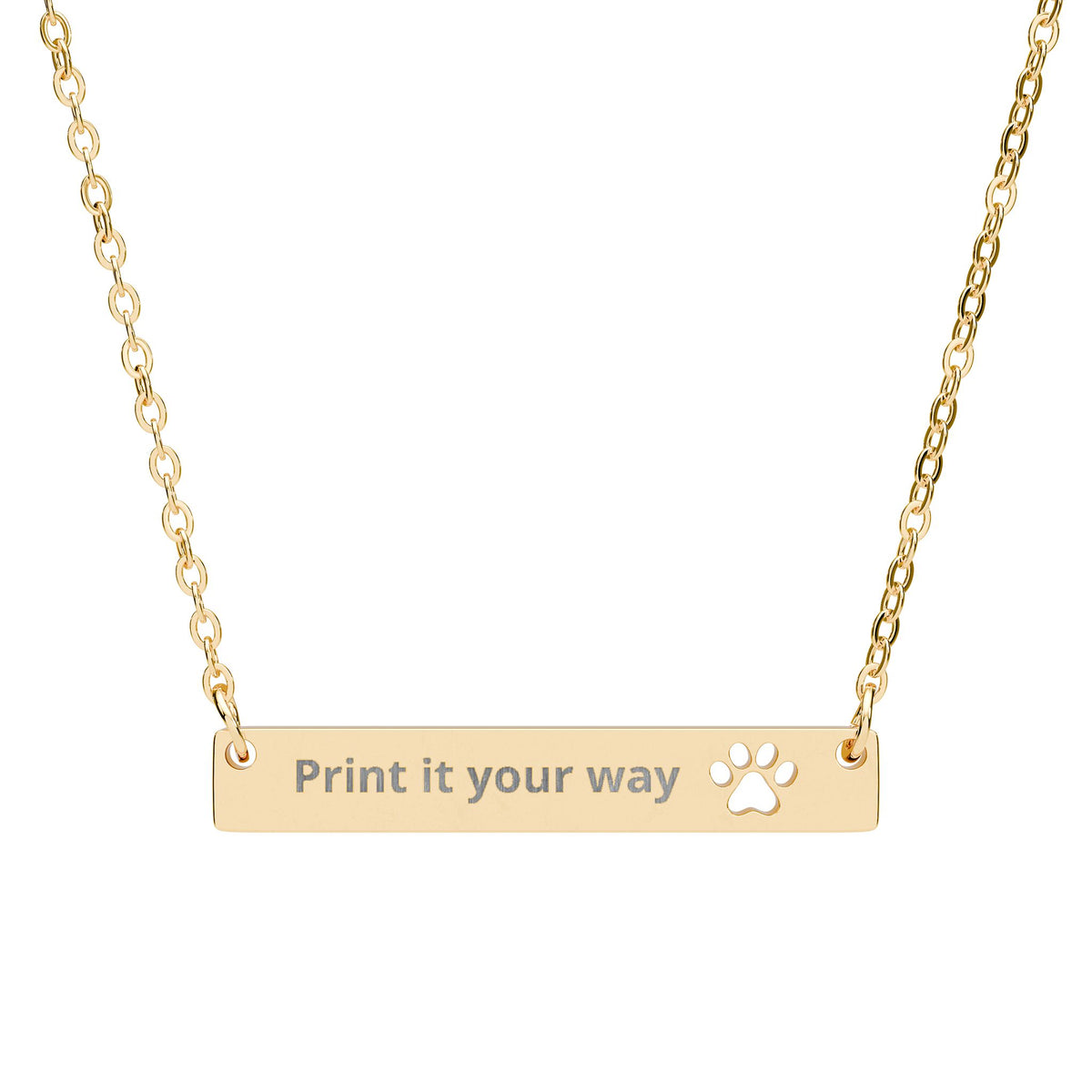 Cutout Paw Bar Necklace (Engraving)