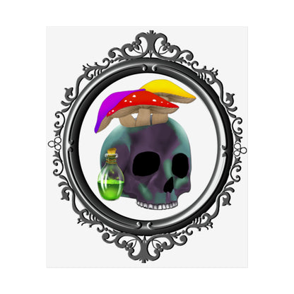Mushroom Skull Unframed Poster – Gothic Psychedelic Wall Art