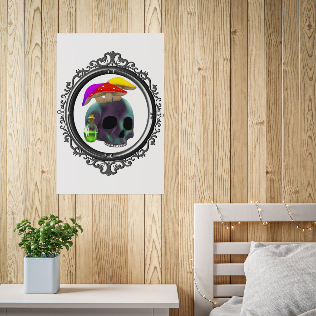 Mushroom Skull Unframed Poster – Gothic Psychedelic Wall Art