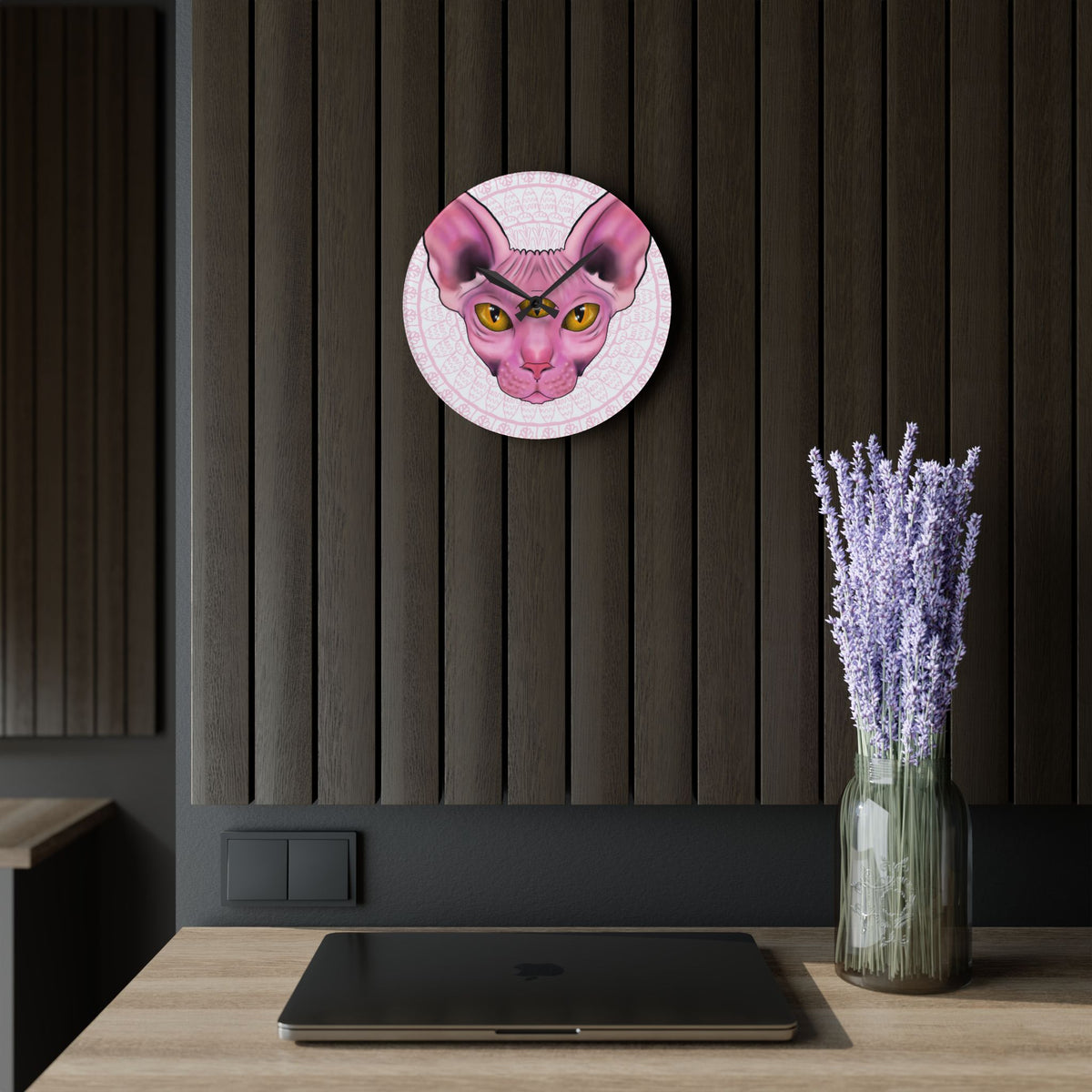 Three-Eyed Cat Round Acrylic Wall Clock