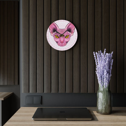 Three-Eyed Cat Round Acrylic Wall Clock