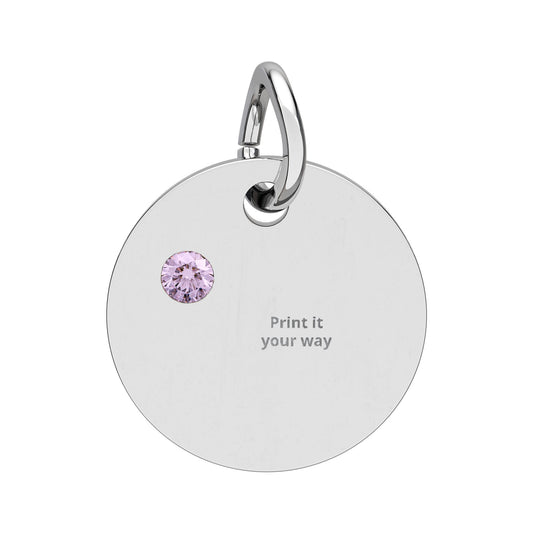 Birthstone Circle Charm (Engraving)