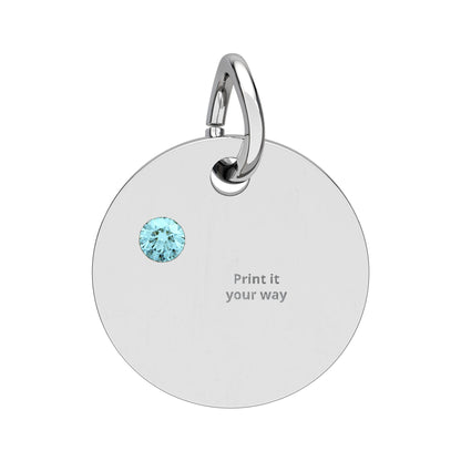 Birthstone Circle Charm (Engraving)