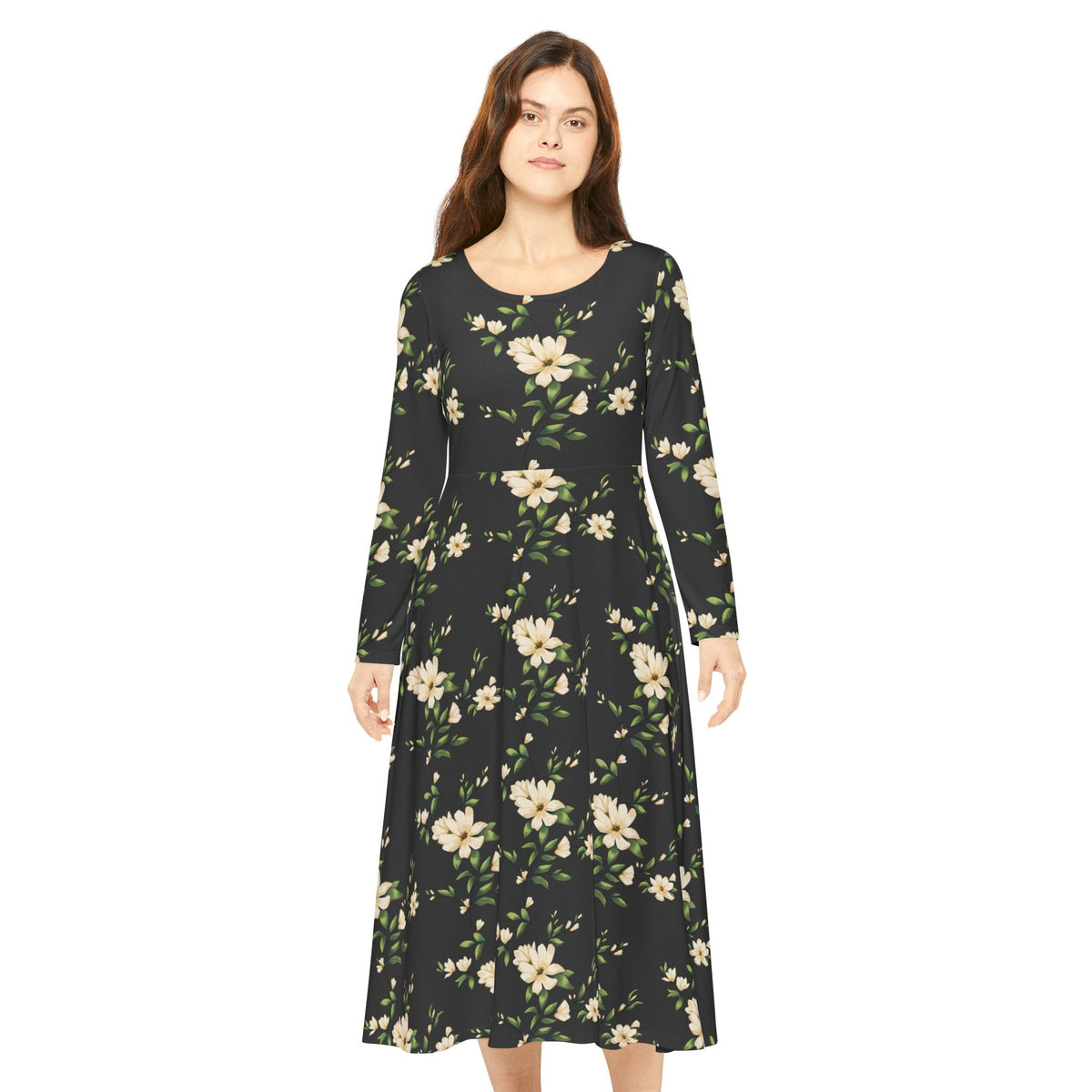 Floral Long-Sleeve Dance Dress