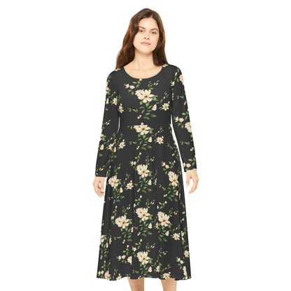 Floral Long-Sleeve Dance Dress