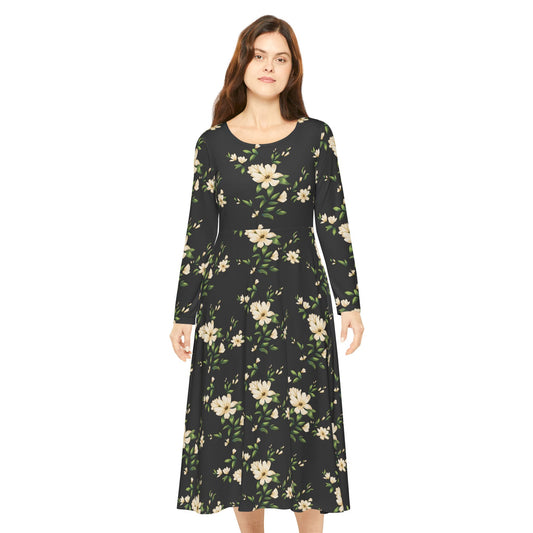 Floral Long-Sleeve Dance Dress
