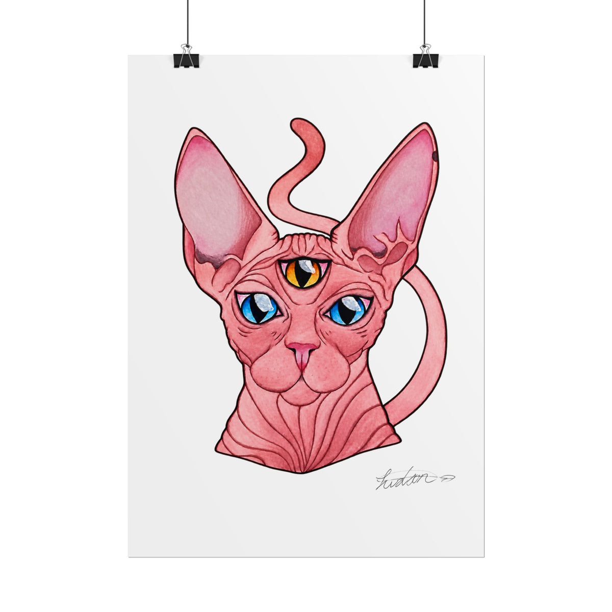 Pink Three-Eyed Cat Rolled Poster