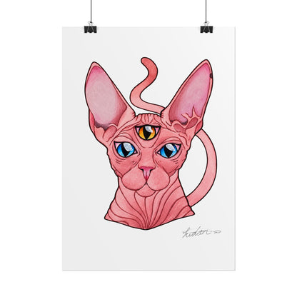 Pink Three-Eyed Cat Rolled Poster