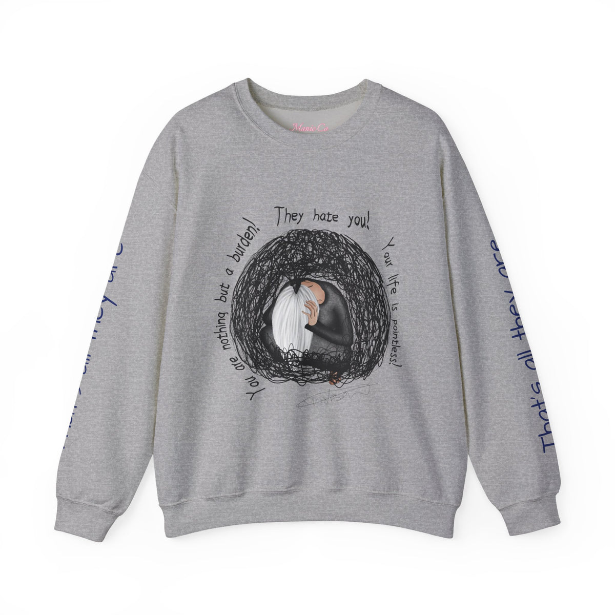 Don't Listen to the Voices Illustrated Crewneck